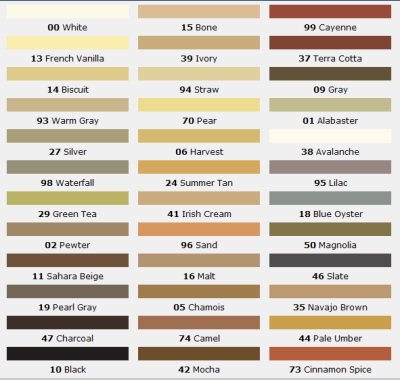 Simple Grout Color Chart