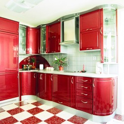 Bold Red Color Kitchen