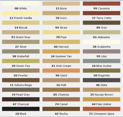 Prism Grout Color Chart